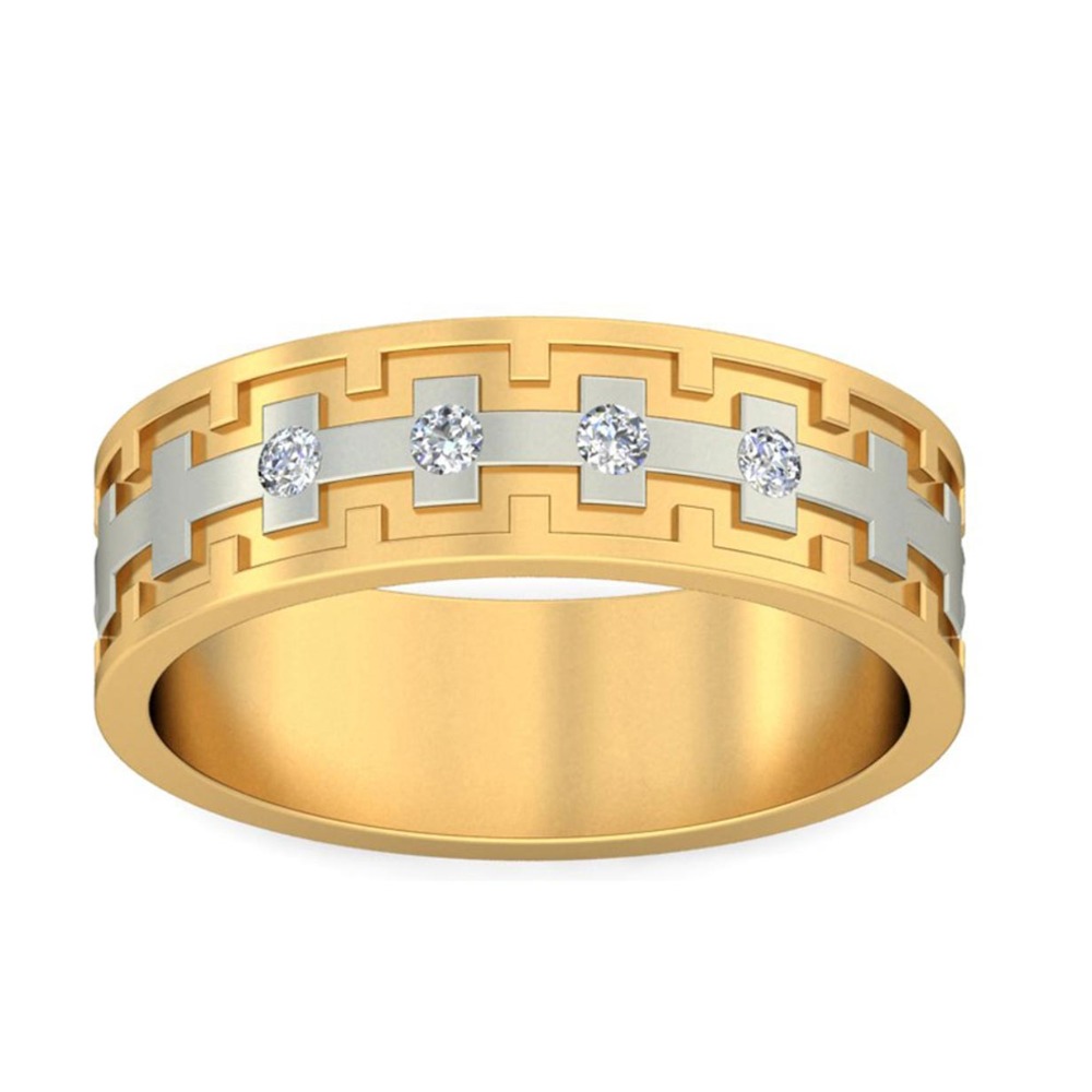 white tone with gold gents ring