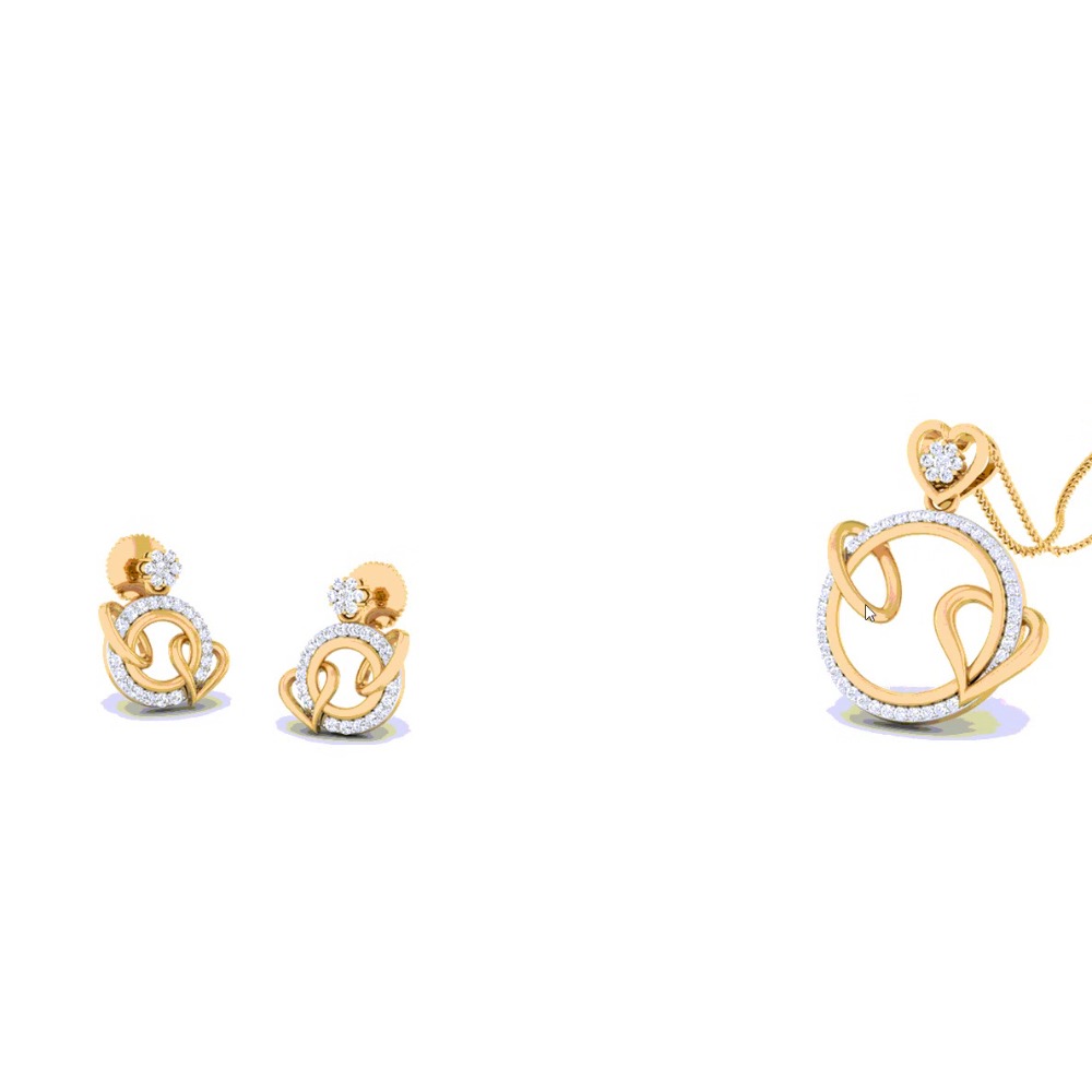 round yellow gold pendant set