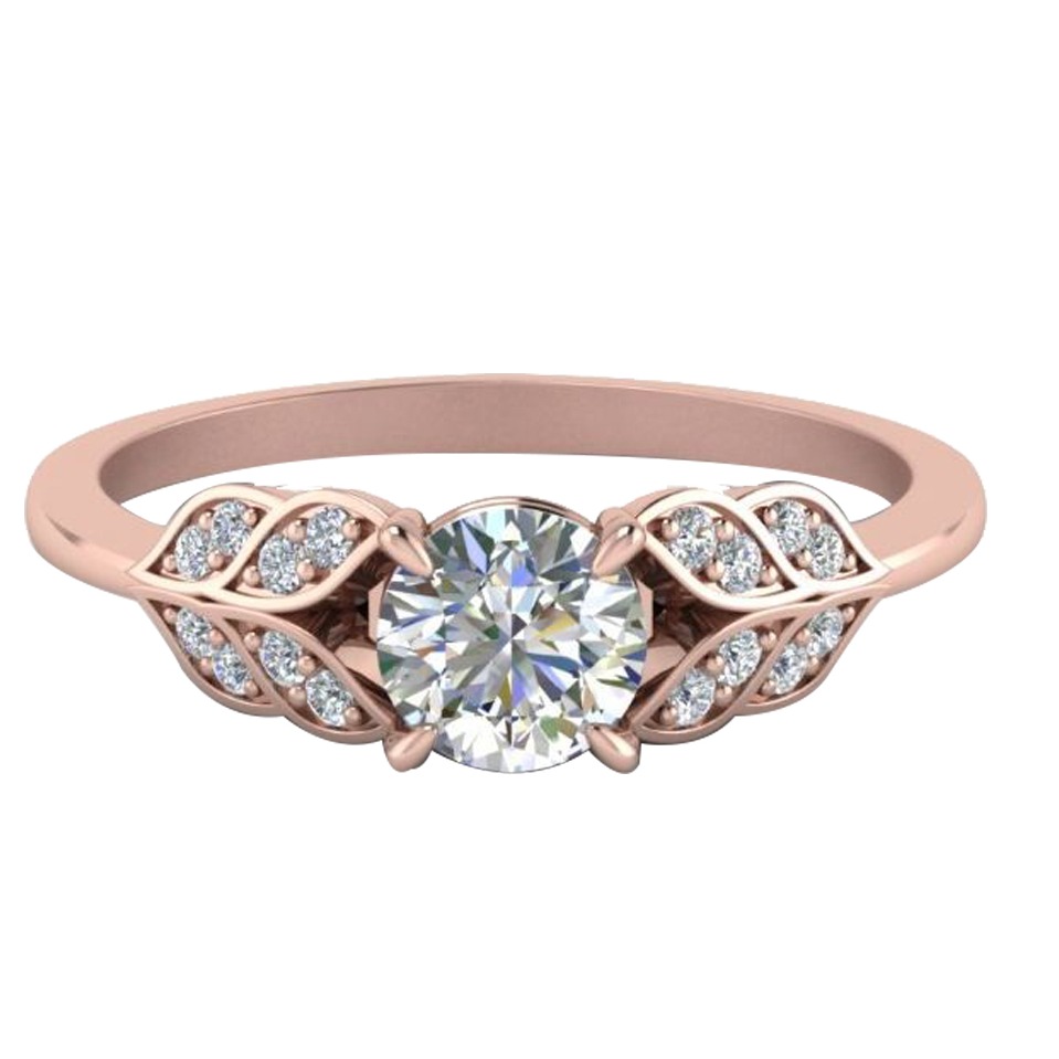 14KT ROSE GOLD LEAVES PATTERN RING