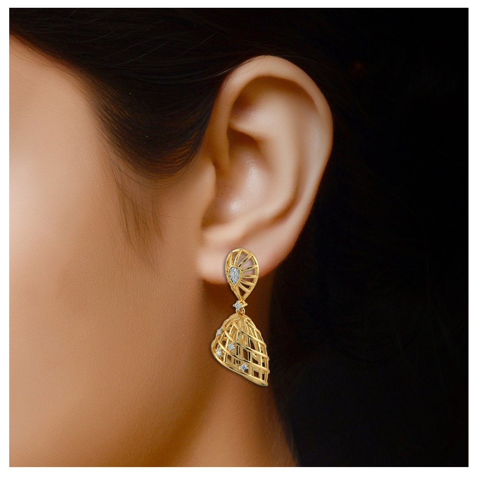jali work diamond jhumki - Image 2