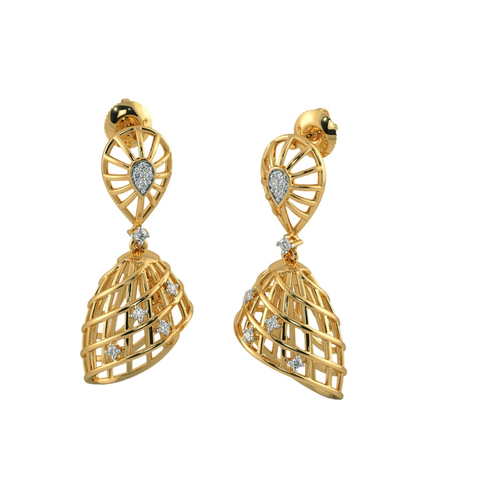 jali work diamond jhumki