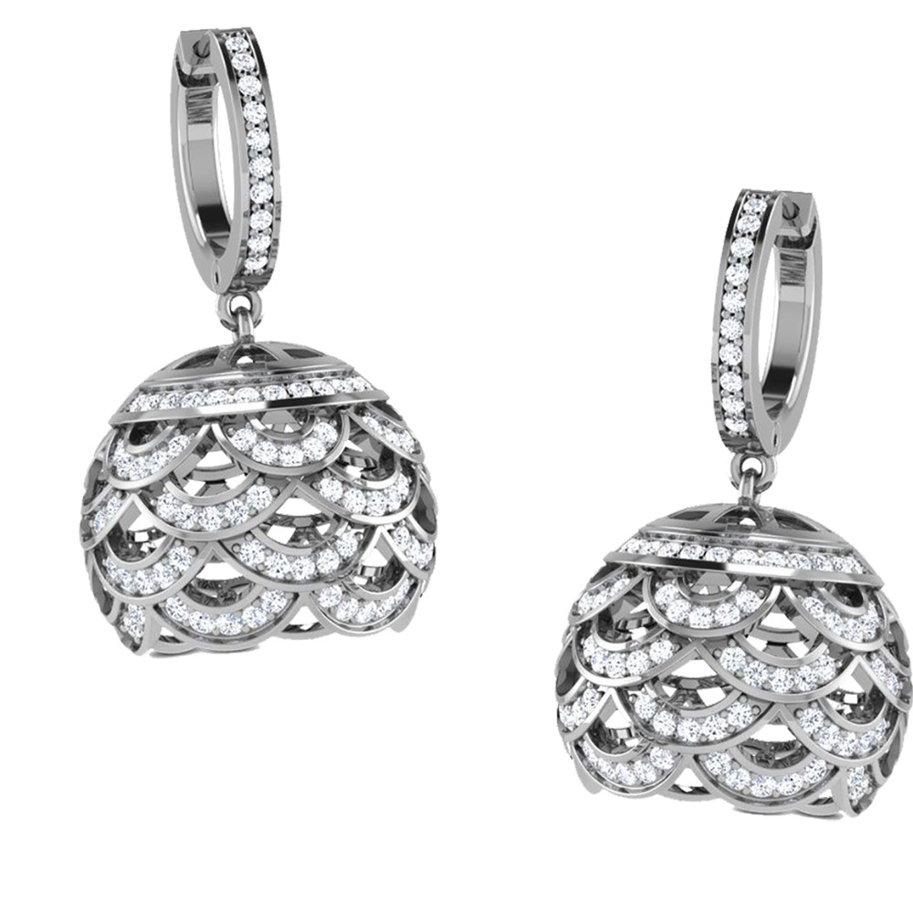 white gold diamond jhumki