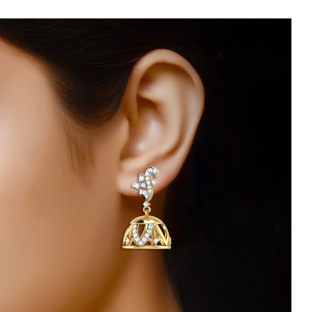 gold diamond jhumki - Image 2