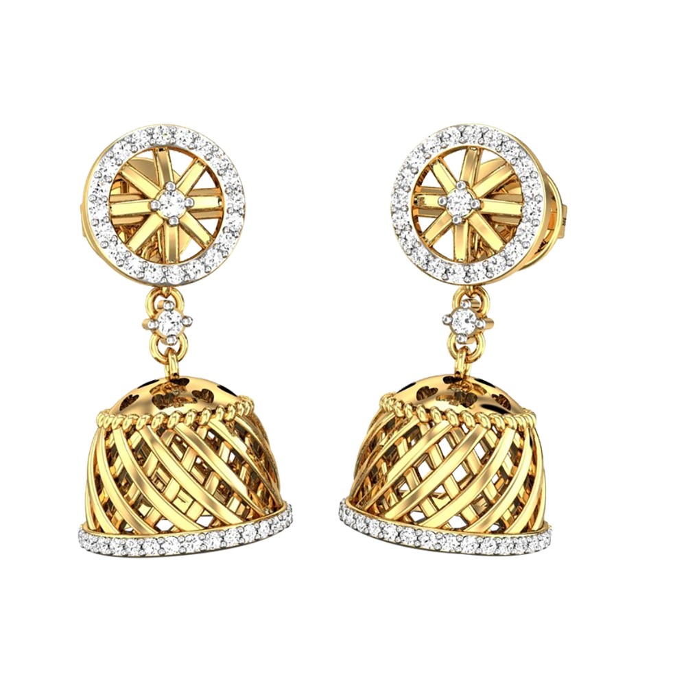 jali work gold jhumki