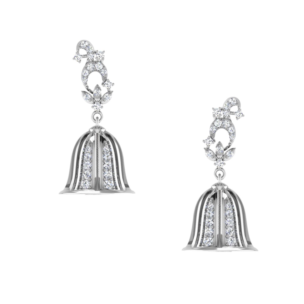 white gold diamond jhumki