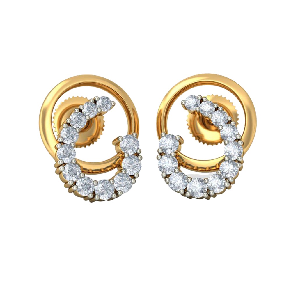 c shape diamond studs