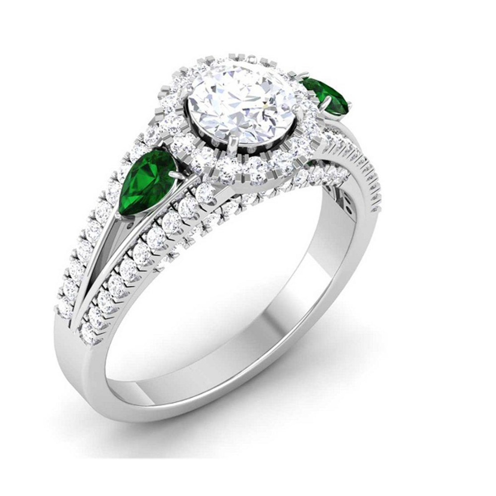 14KT SILVER GREEN STONE