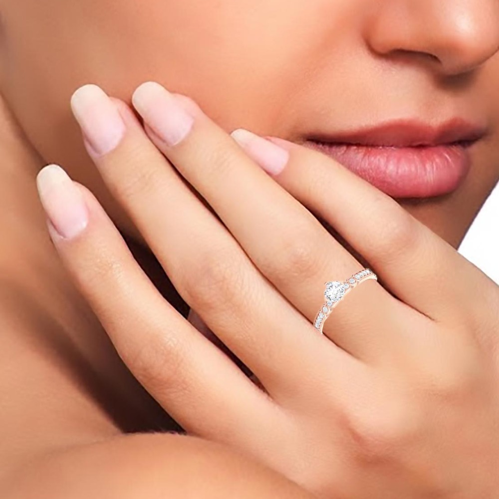 14KT ROSE GOLD SOLITAIRE RING - Image 2