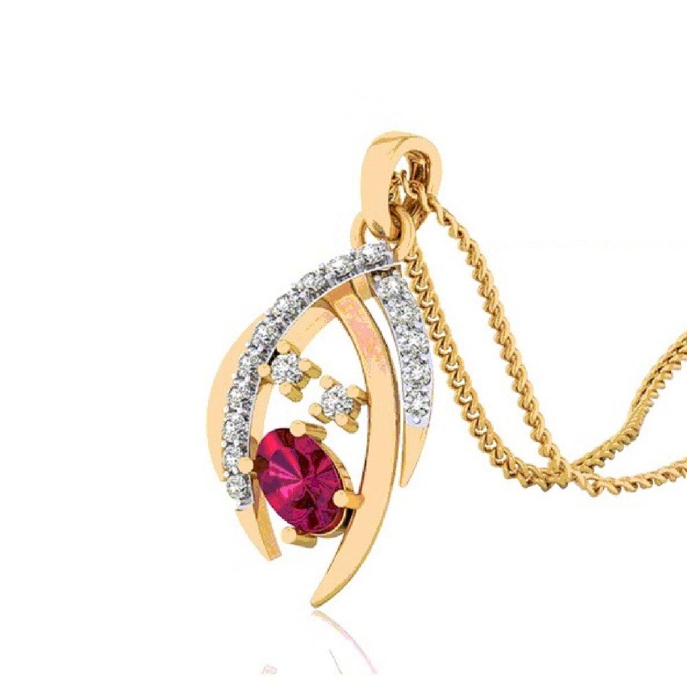 RED STONE DIAMOND PENDENT