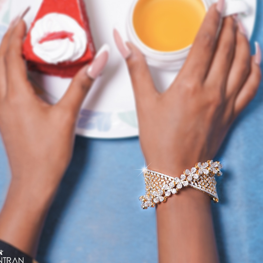 14KT HEAVY LEAVES S SHAPE BRACELET