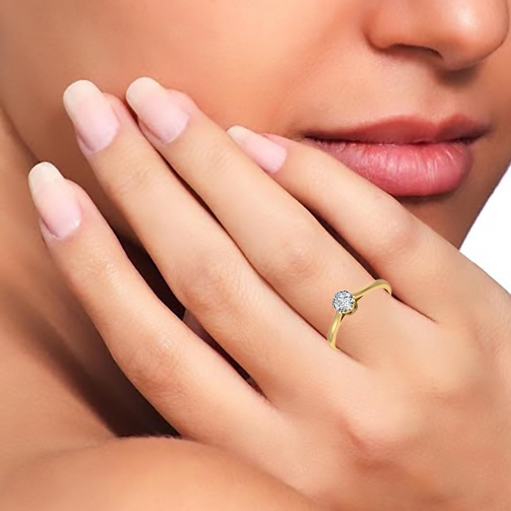 14KT SOLITAIRE SINGLE DIAMOND RING - Image 3