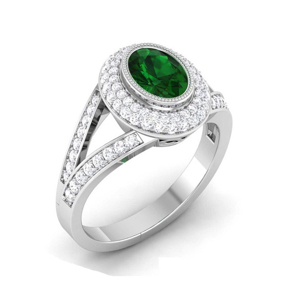14KT GOLD GREEN STONE OVAL SHAPE  RING