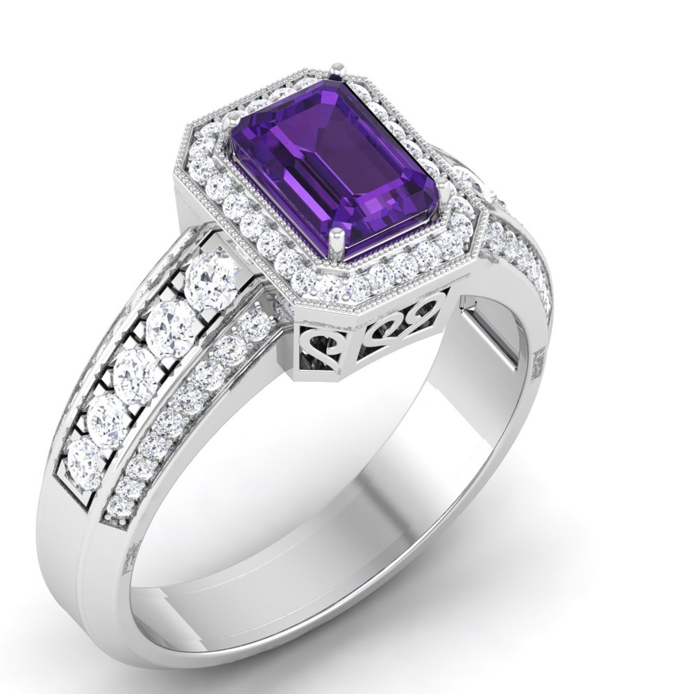14KT GOLD PURPAL SQUARE STONE RING