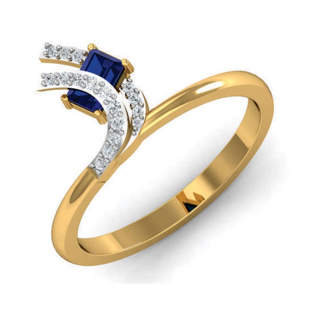 14KT GOLD CUREV SHAPE STONE RING