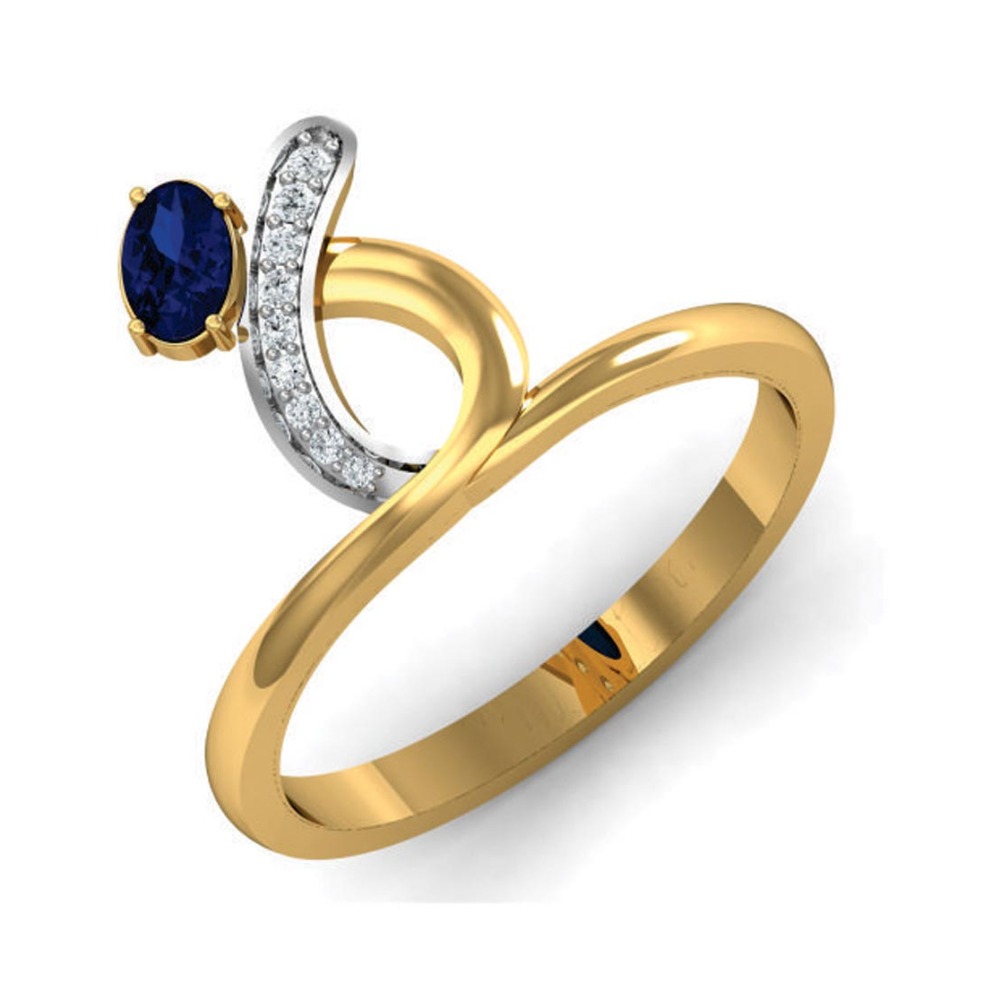 14KT GOLD CURVE STONE RING