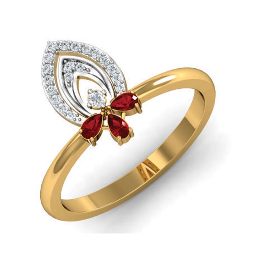 14kt leafe shape coloring stone ring