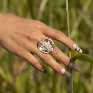 flower gold diamond ring
