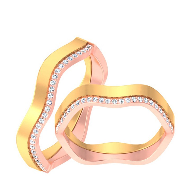 WAVED ROSE GOLD & GOLD RING