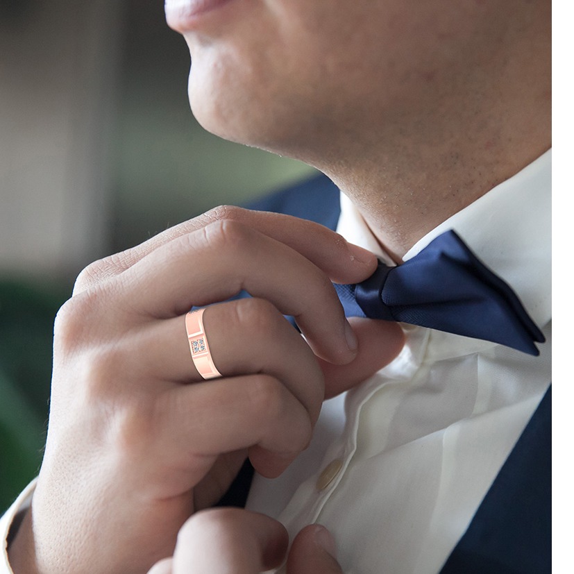 ROSE GOLD SQUARE PATTERN RING - Image 3
