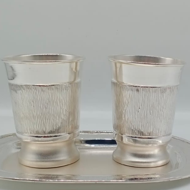 Silver Plain Design Hallmark Glass & Tray