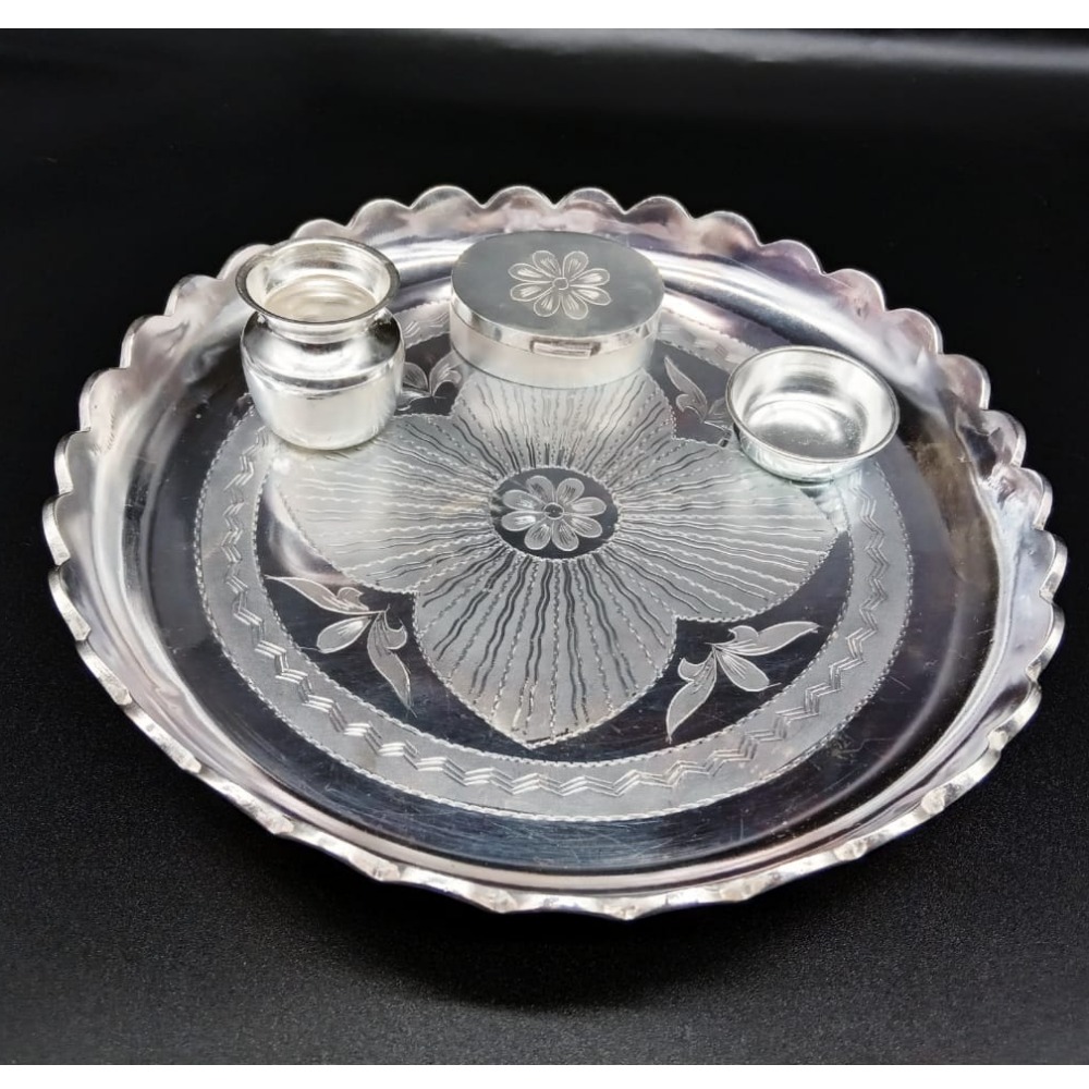 Silver Unique Design Pooja Thali