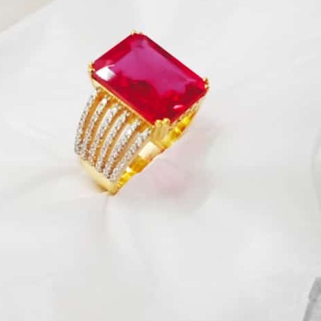 916 Gold Hallmark Pink Stone Design Ring