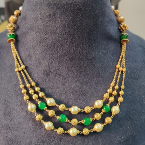 22KT Gold Hallmark Colorful Stone Necklace Set