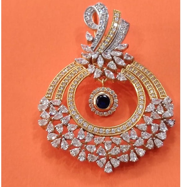 916 Gold Hallmark  Classic One Stone  Pendant