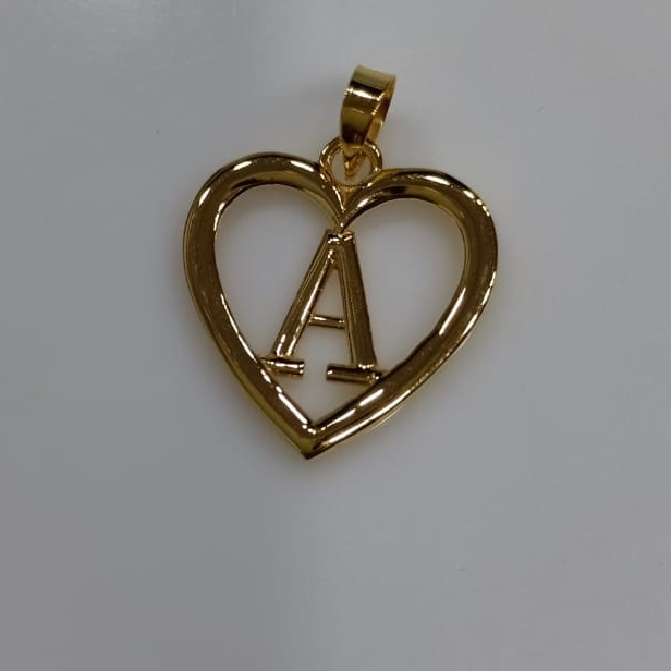 22KT Gold Hallmark Heart Design Alphabet Pendant