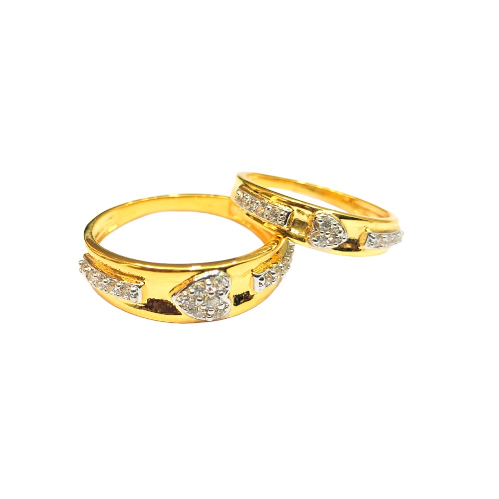 22KT Couple Cz Heart Design Rings