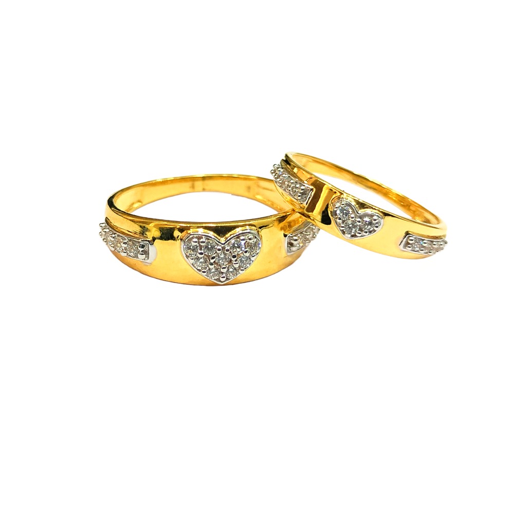 22KT Couple Cz Heart Design Rings