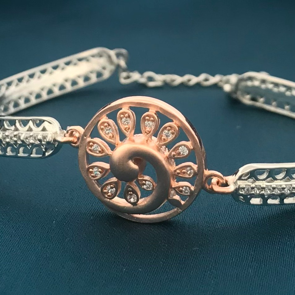 925 silver rose gold design ladies kada
