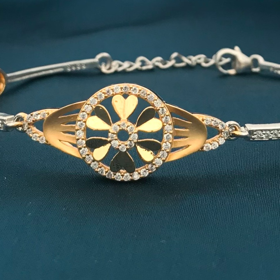 925 Silver Yellow Elegant Design Ladies Kada