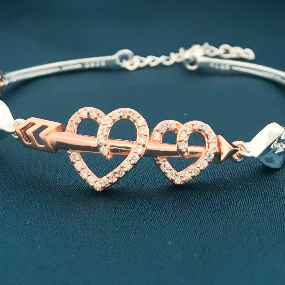 925 Silver Heart Design Ladies Kada