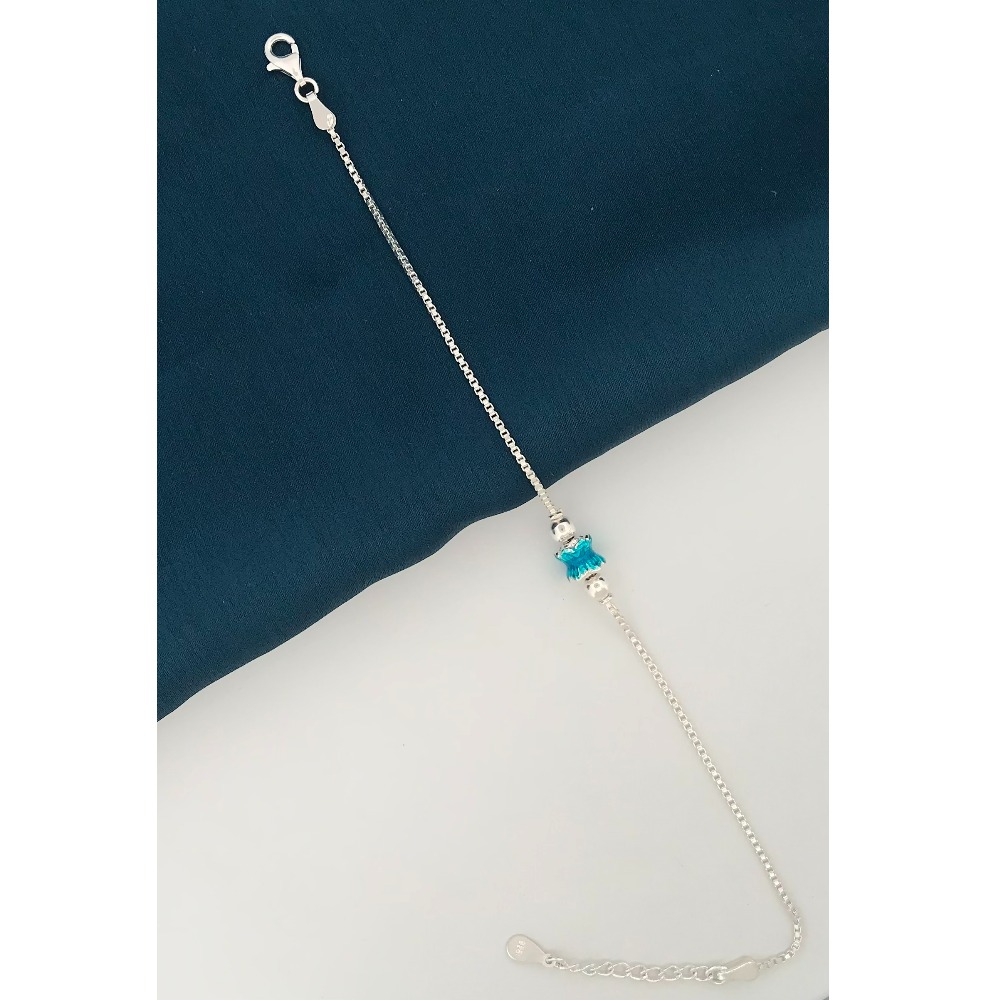925 Silver Blue Rakhi for Brother - Image 2