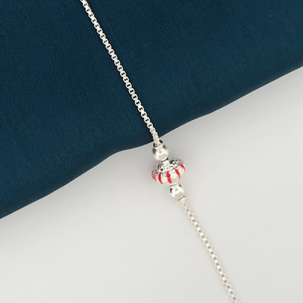 925 Silver Red Design Rakhi