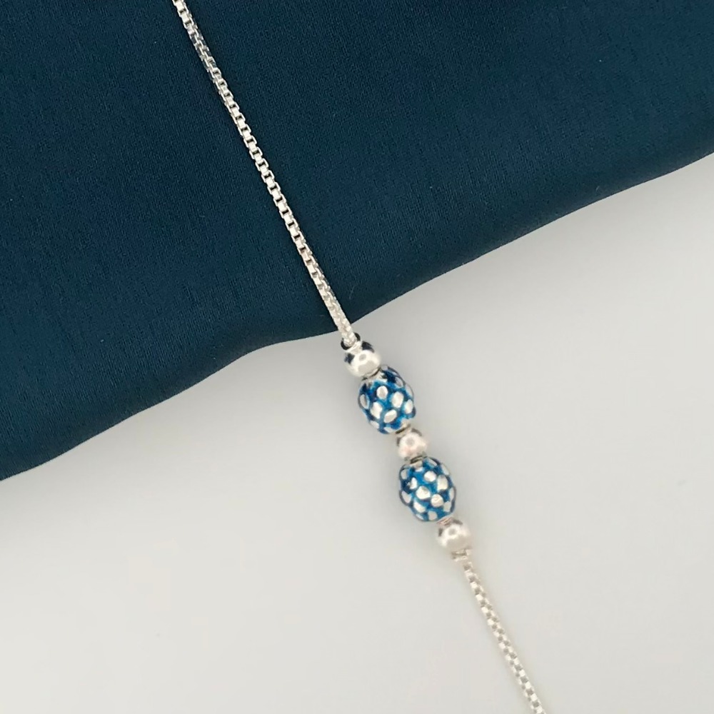 925 Silver Blue Design Rakhi for Bhai
