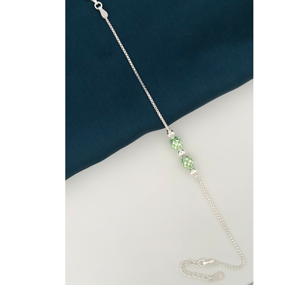 925 Silver Green Design Rakhi for Veera - Image 2