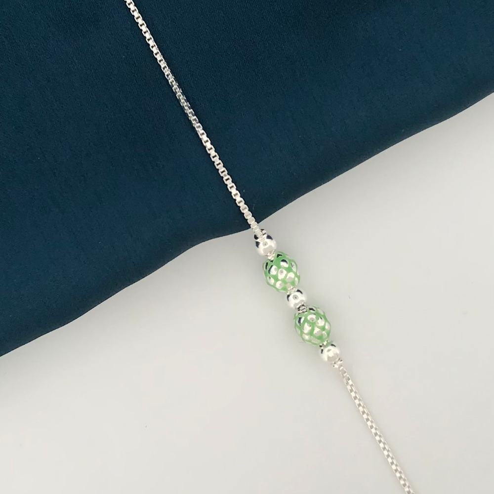 925 Silver Green Design Rakhi for Veera