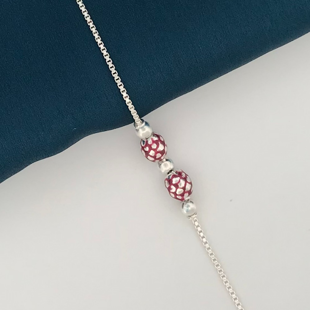 925 Silver Red Design Rakhi