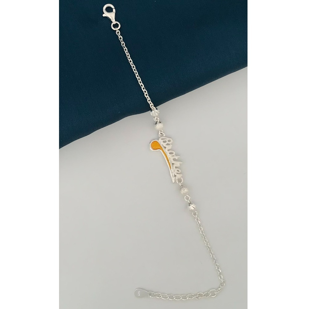 925 Silver Yellow Design Rakhi for Brother - Image 2