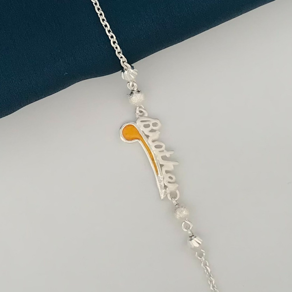 925 Silver Yellow Design Rakhi for Brother