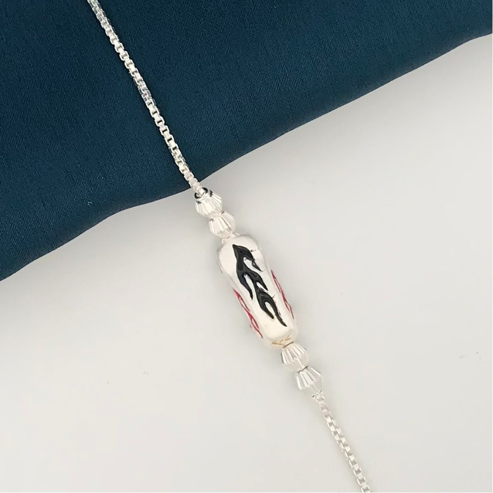 925 Silver Black Car Design Rakhi