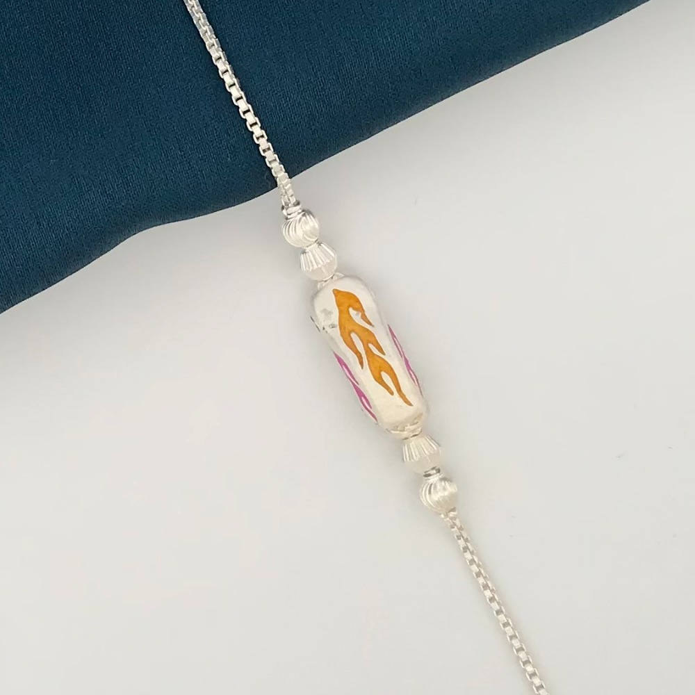 925 Silver Yellow Car Design Rakhi