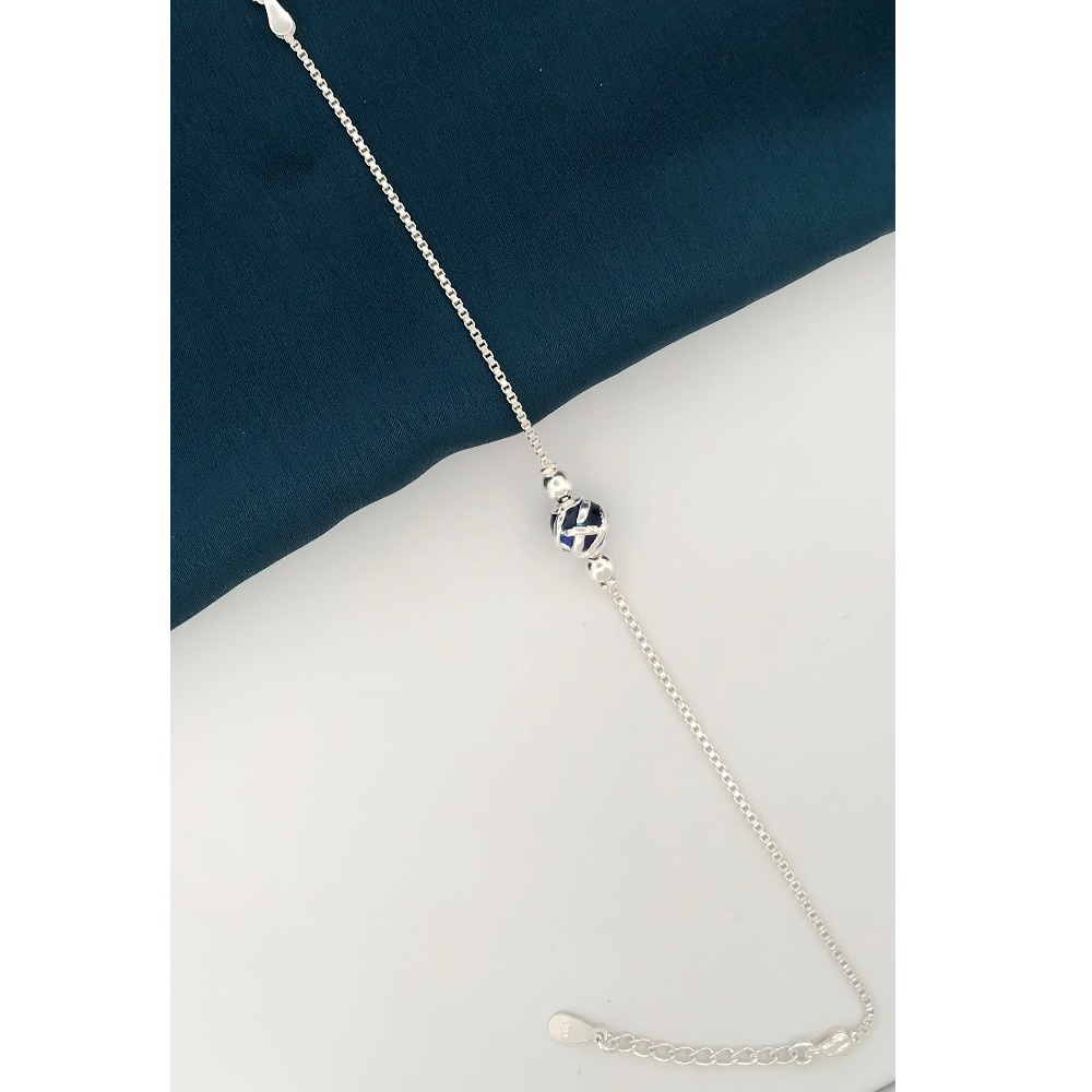 925 Silver Blue Design Rakhi for Brother - Image 2