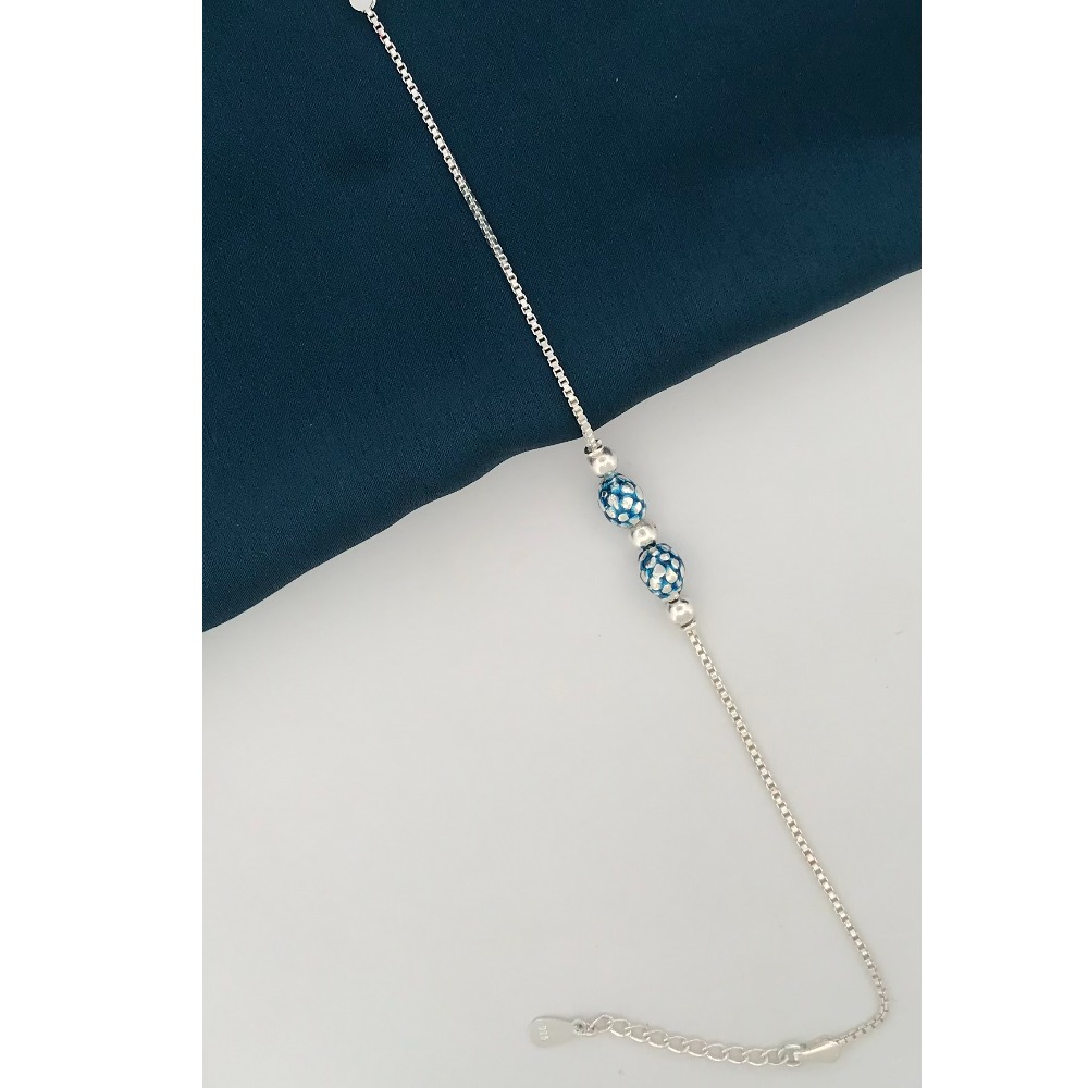 925 Silver Blue Design Rakhi - Image 2
