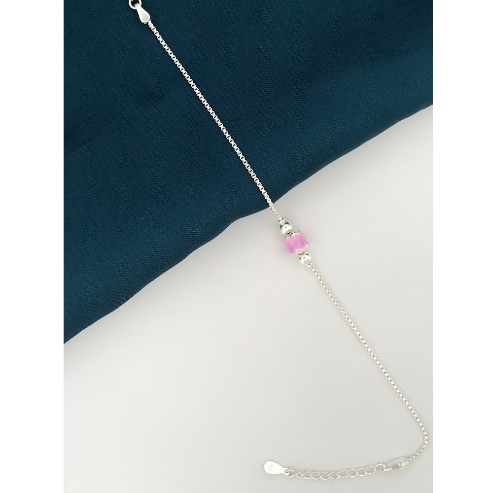 925 Silver Pink Design Rakhi - Image 2