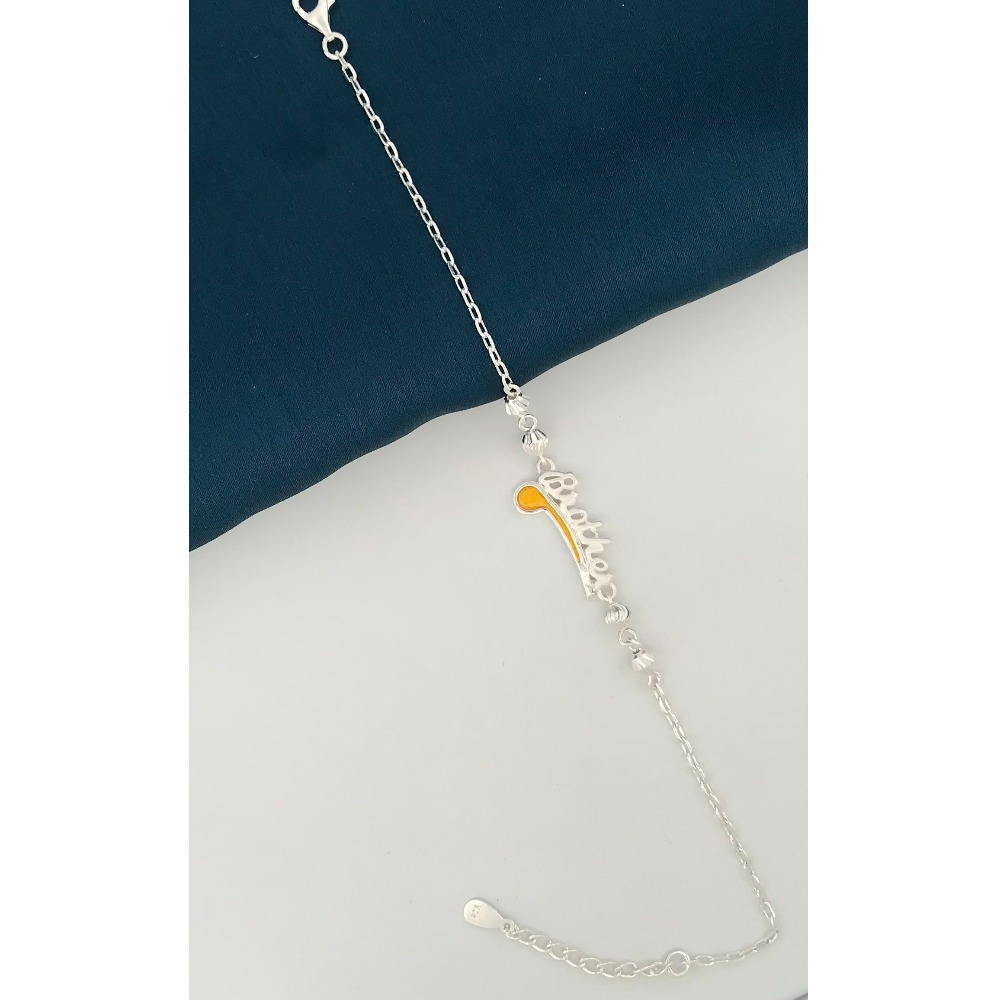 925 Silver Yellow Design Rakhi for Brother - Image 2