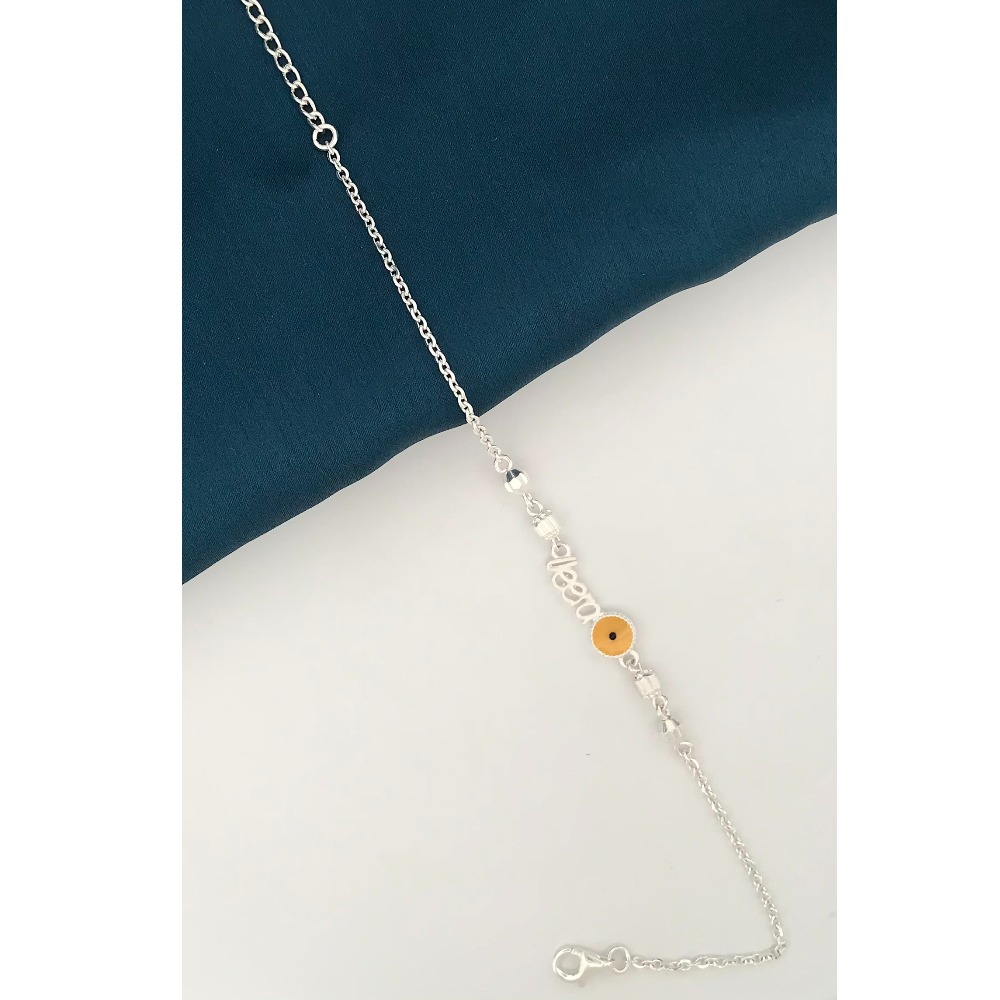 925 Silver Veera Yellow Design Rakhi - Image 2