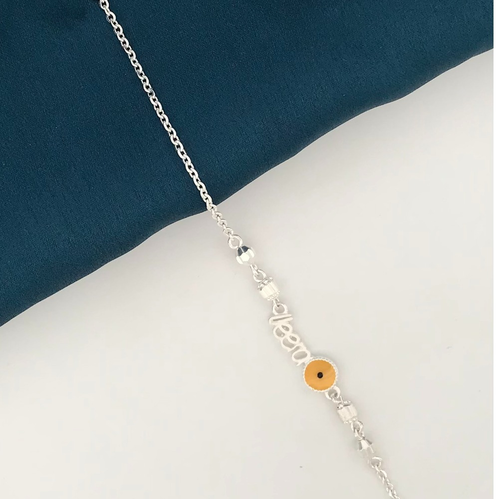 925 Silver Veera Yellow Design Rakhi